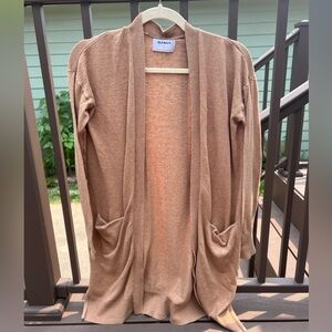 Old Navy Caramel Cream Brown Tan Camel Long Cardigan With Pockets Size Small